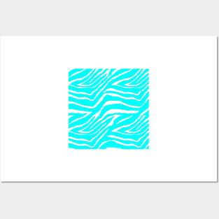 Zebra Animal Print Blue and White Pattern Posters and Art